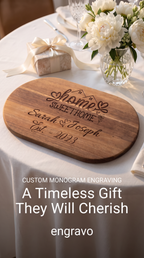Wedding Gift for Couple as a Keepsake - Personalised Oval Acacia Charcuterie Board