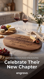 Wedding Gift for Couple as a Keepsake - Personalised Oval Acacia Charcuterie Board