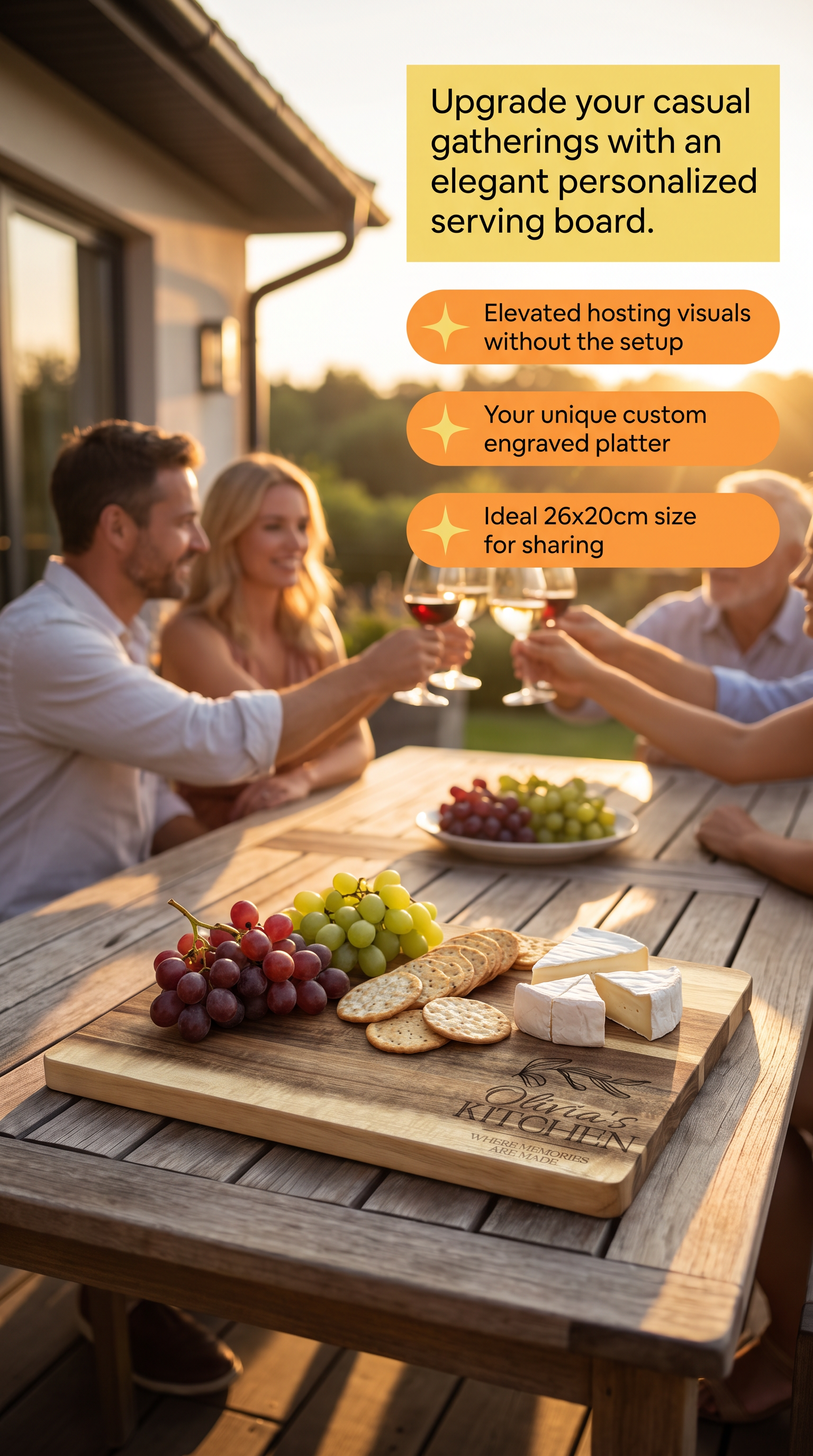 Personalised Medium Rectangular Acacia Charcuterie Board – Anniversary Keepsake Gift
