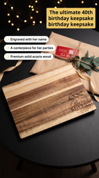 Personalised Medium Rectangular Acacia Charcuterie Board – Milestone Birthday Gift