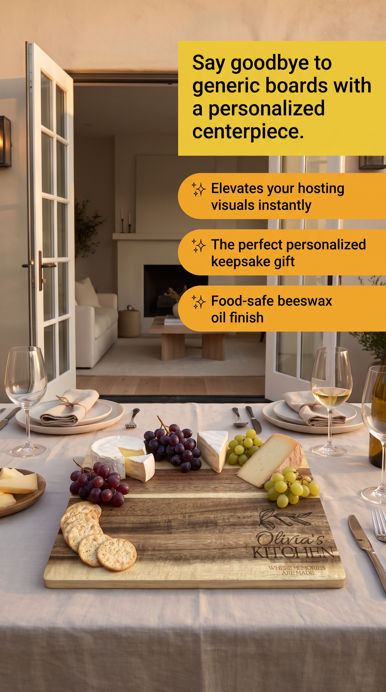 Personalised Medium Rectangular Acacia Charcuterie Board – Settlement Gift