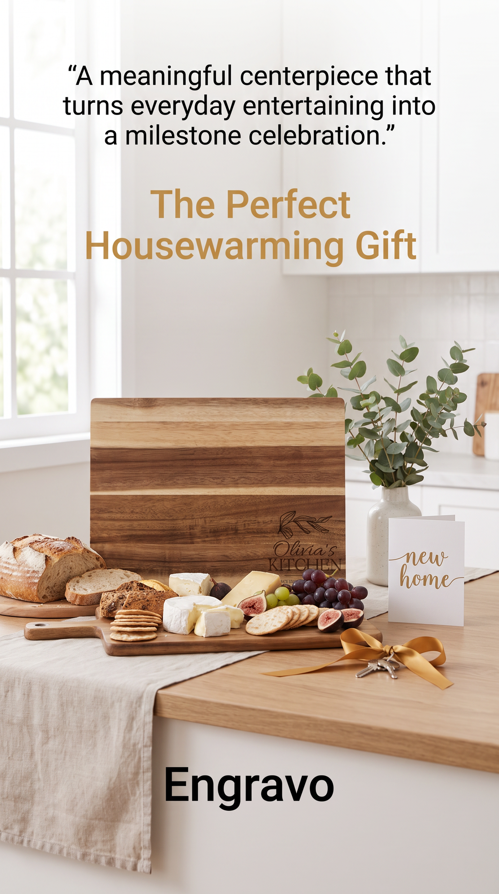 Personalised Medium Rectangular Acacia Charcuterie Board – Housewarming Gift
