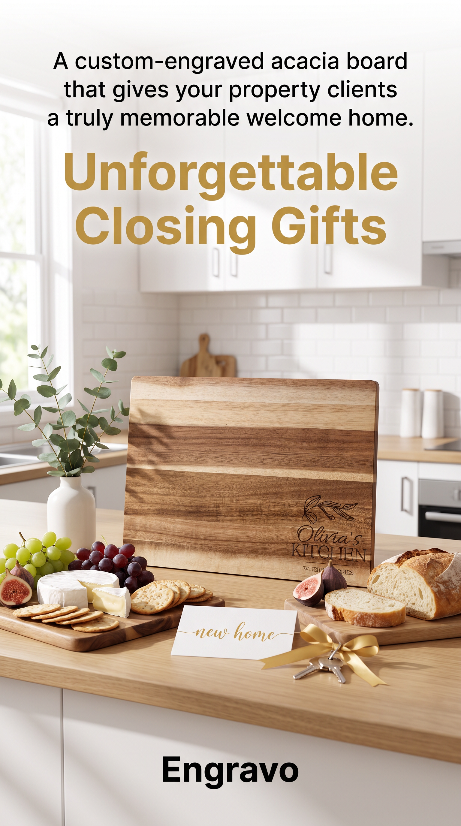 Personalised Medium Rectangular Acacia Charcuterie Board – Settlement Gift