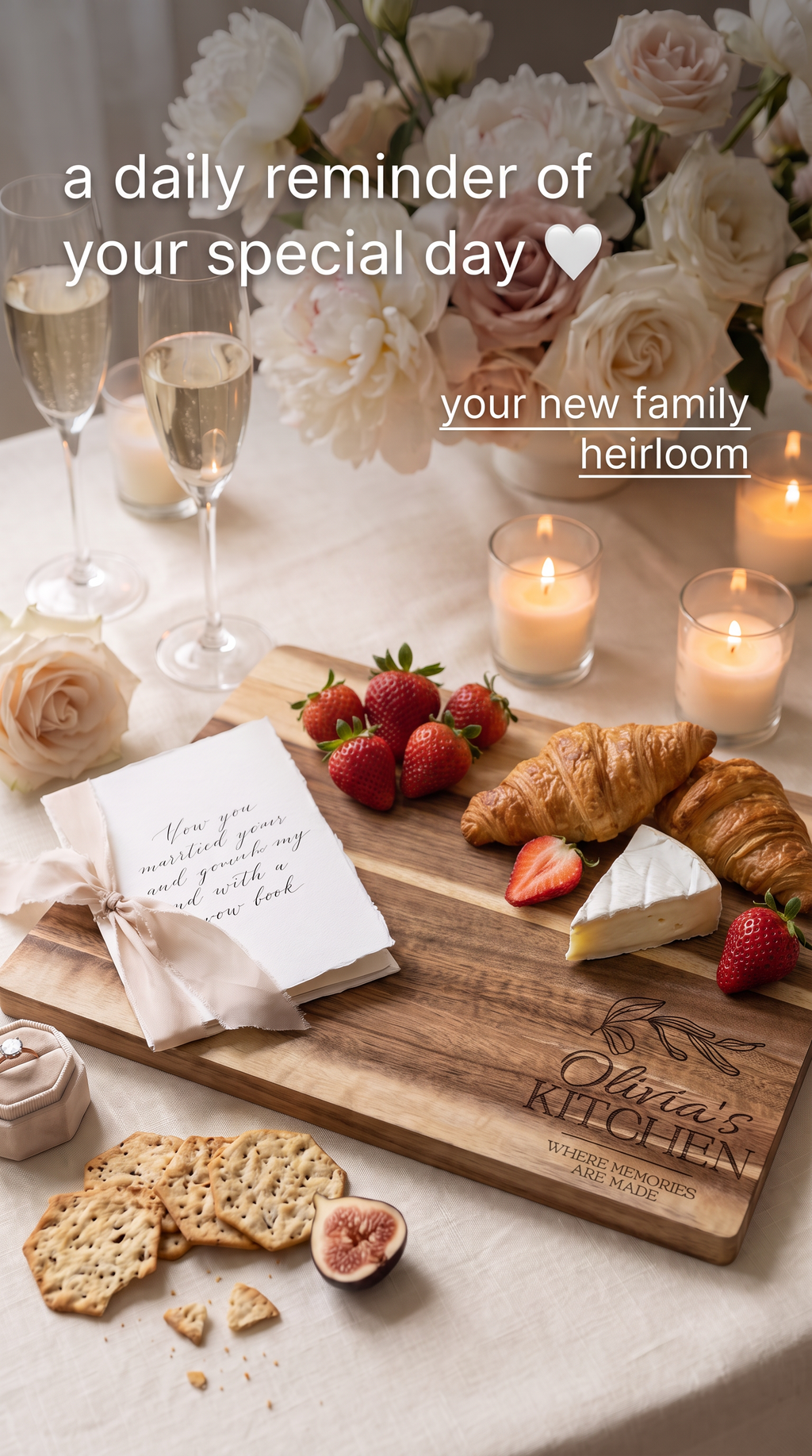 Personalised Medium Rectangular Acacia Charcuterie Board – Wedding Gift for Newlyweds