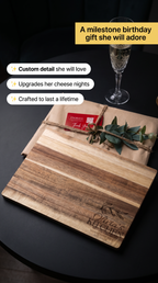 Personalised Medium Rectangular Acacia Charcuterie Board – Milestone Birthday Gift