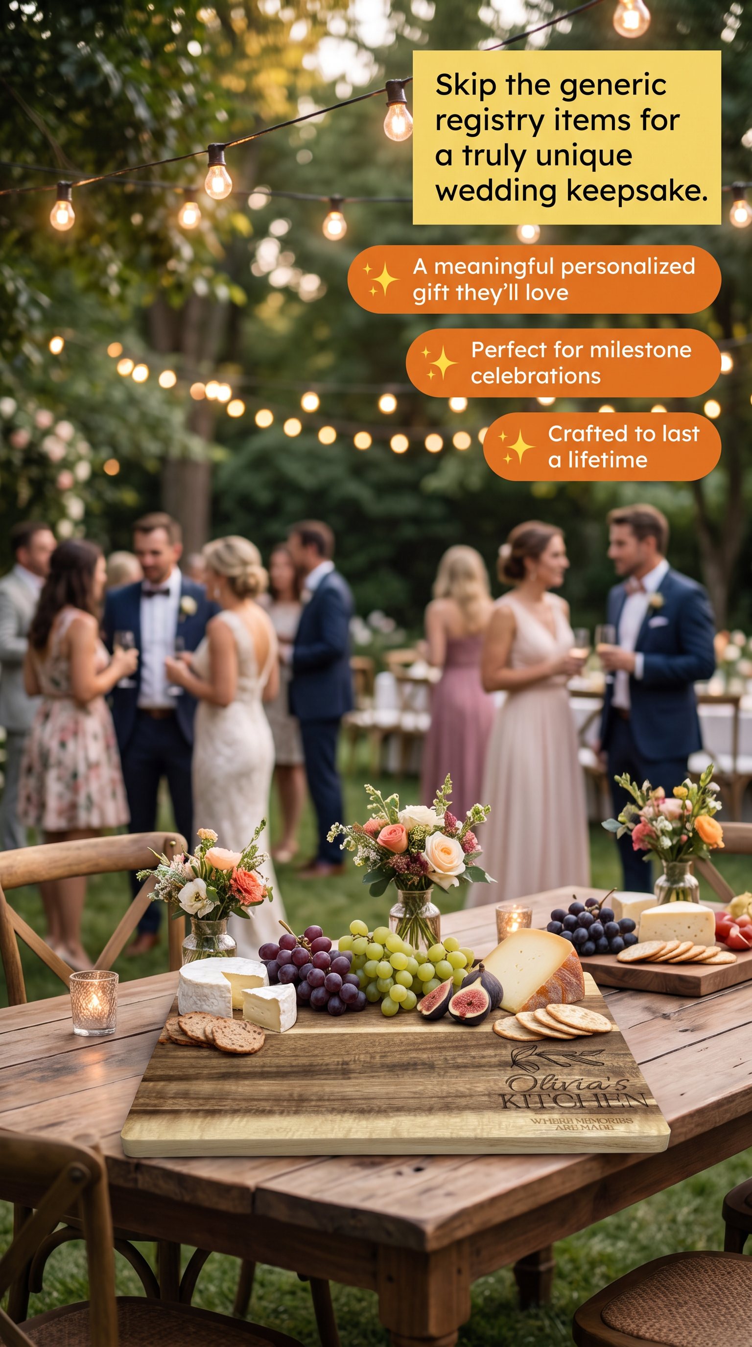 Personalised Medium Rectangular Acacia Charcuterie Board – Housewarming Gift