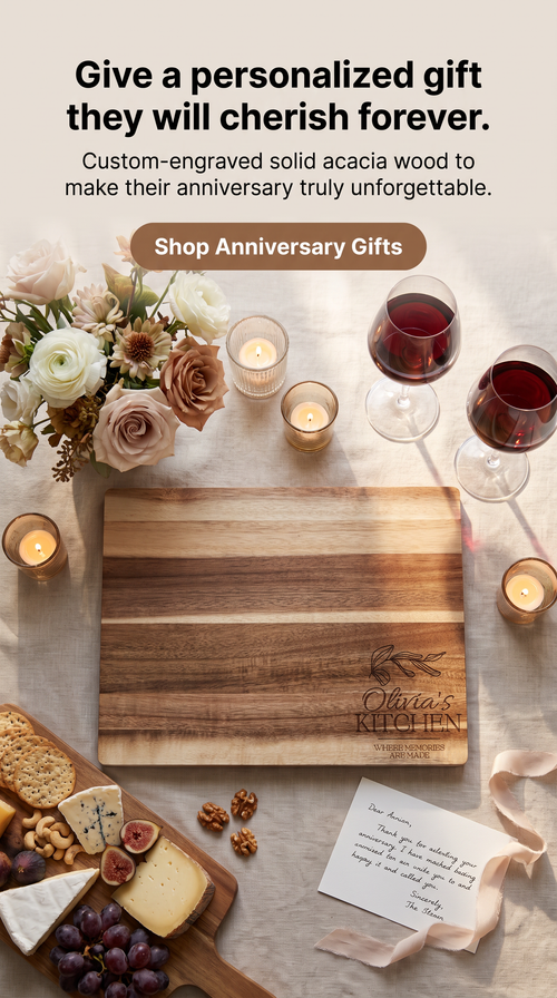 Personalised Medium Rectangular Acacia Charcuterie Board – Anniversary Keepsake Gift