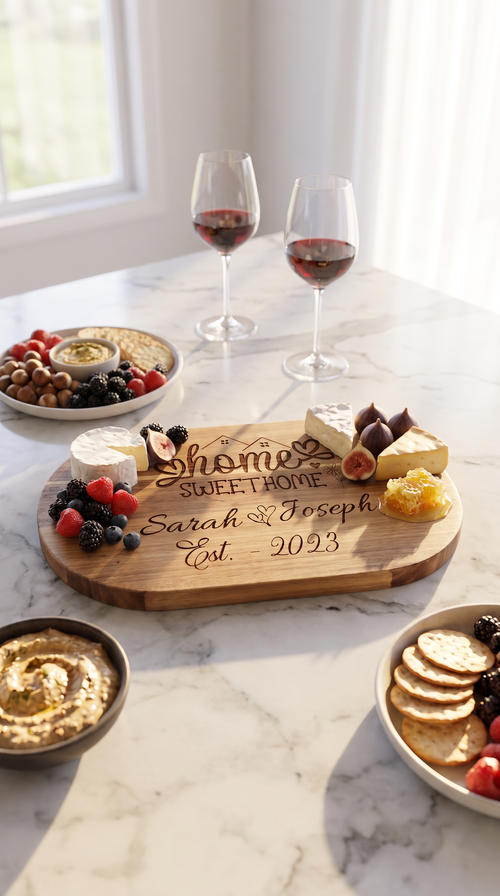 Keepsake Gift for Birthdays - Personalised Oval Acacia Charcuterie Board