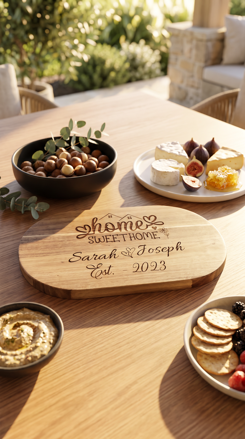 Anniversary Celebration Gift - Personalised Charcuterie board in Oval Shape